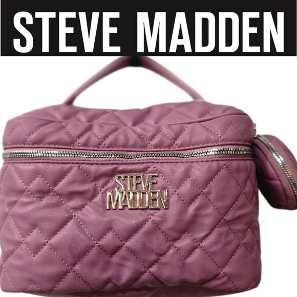 Steve Madden Quilted Zip Around Travel Cosmetic Case- Rose - Picture 1 of 11